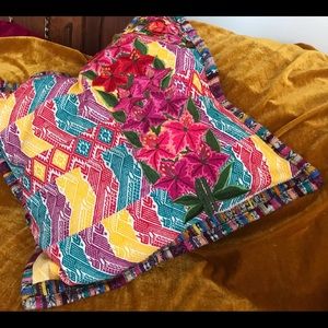 HUIPIL EMBROIDERY FLORAL PILLOW COVER GUATEMALA